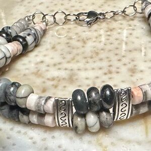 Pink Zebra Matte and Black Network Bracelet